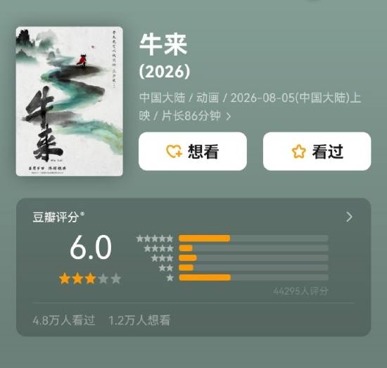 線上賭場：《牛來》持續突破！票房已達5000萬 豆瓣6.0及格神作